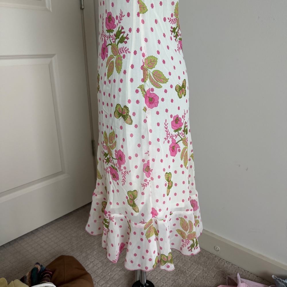 Vintage Y2K Floral Print Lace Detail Sequin Midi Dress - Picture 10 of 10
